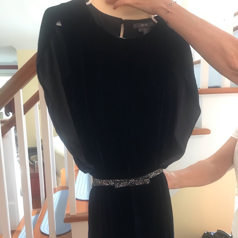 PerSe Carlisle designer blue velvet dress